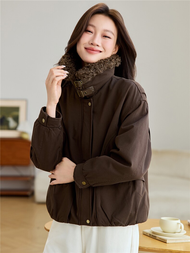 2025年冬季可拆卸羊羔毛翻领加厚加绒内里棉服棉衣派克服,女装棉衣/棉服,简韵佳