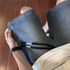 星空纹牛仔短裤男夏季美式复古高街cleanfit直筒宽松潮流五分裤子，男装牛仔裤，电商B315