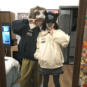 情侣装韩版摇粒绒棉服冬季保暖棉衣夹克厚外套N8015-P85网图图片