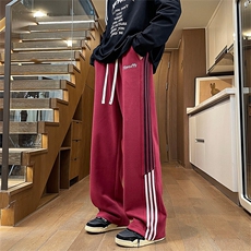 休闲裤男秋季新款港风宽松高品质华棉复合牛奶丝阔腿裤K6098-P45，男装休闲裤，星座214-9