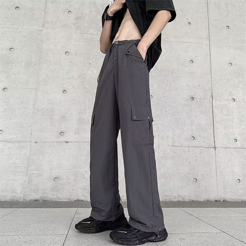 复古美式绿色工装裤女夏高腰显瘦宽松夏季休闲裤A936P40,男装休闲裤,星座1116-2