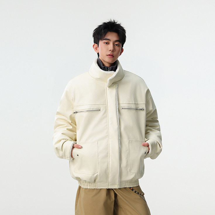 现货-加厚pu皮毛领工装棉服美式复古冬棉衣218-7-M132-P135-控178,男装皮衣,星座218-7