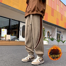 冬季加绒加厚电脑刺绣欧棉绒超细条宽松休闲运动束脚裤男868-P65，男装卫衣，电商C305A