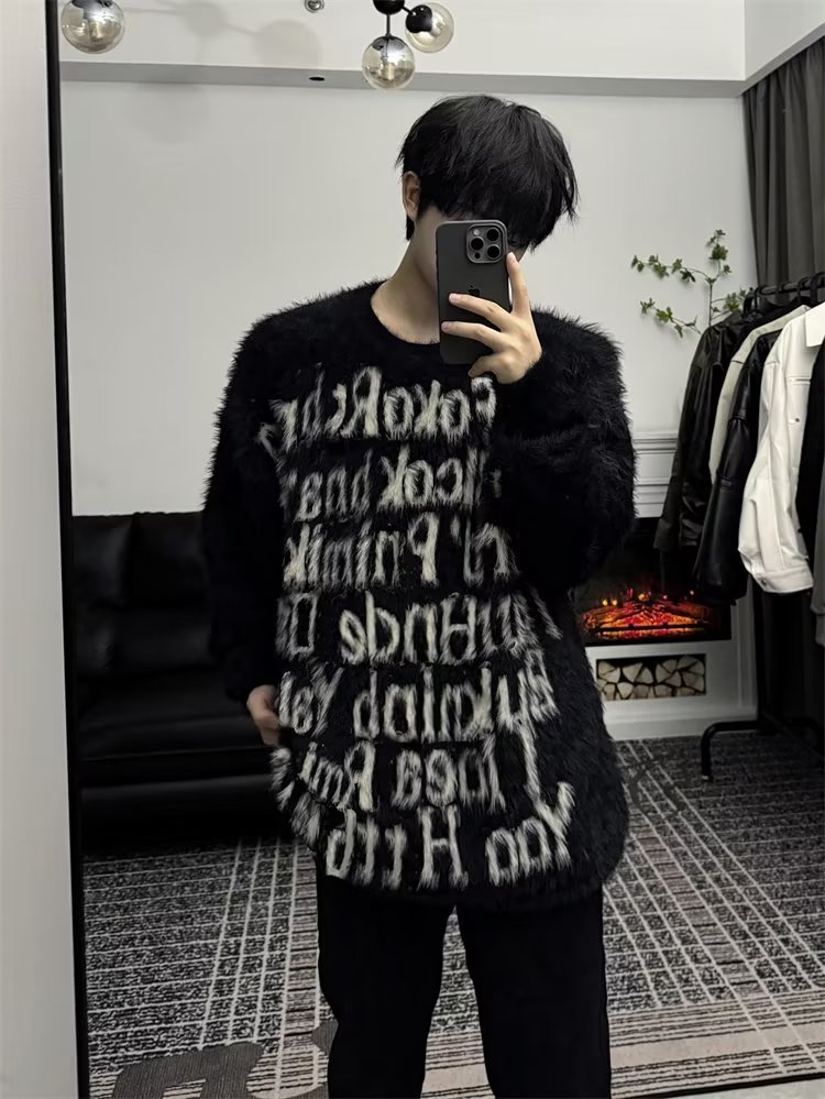 潮美式字母印花毛衣秋冬季街头Z8815-P55图片