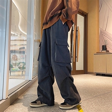 灯芯绒工装裤男秋冬休闲阔腿裤潮牌褶皱裤子AK9235-P45，男装休闲裤，星座1001-1