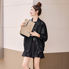 海宁皮衣女2025年新款仿绵羊皮高端机车皮夹克短款外套休闲，女装皮衣，江南女神