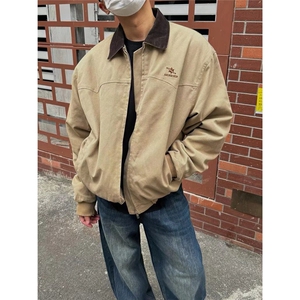 美式2025春秋冬季慵懒帆布夹克外套男女潮流宽松复古潮牌工装上衣图片