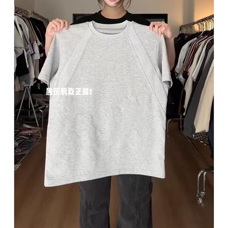 原版版型面料50%棉280克拼接短袖T恤抗皱硬挺310A-4-T81-特批25图片