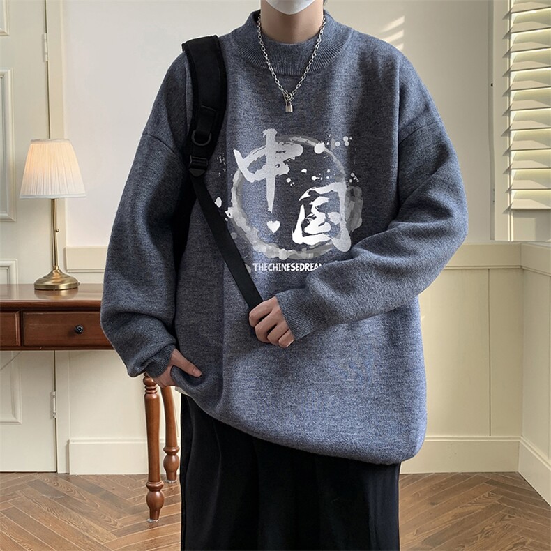 控68半高领毛衣男士大码针织衫男毛线衣男M18134-P45加绒款-P65,男装针织衫/毛衣,电商A040