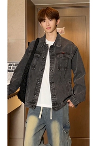 美式潮流落肩牛仔外套大码宽松男牛仔衣牛仔夹克JA6016-特价P68图片