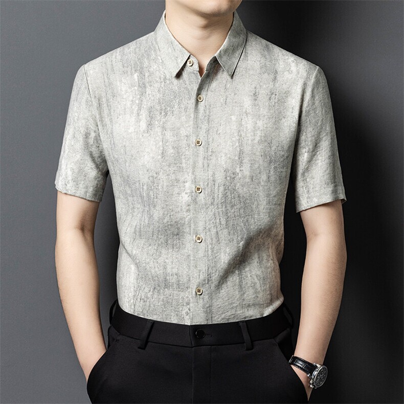 YL4371春夏男士新款短袖衬衫青年修身翻领衬衣休闲打底衫,男装T恤,电商B360