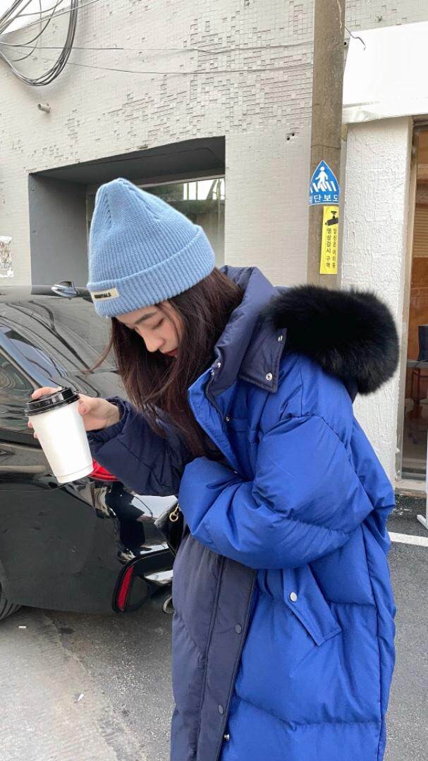 拼色大毛领羽绒服，女装羽绒服，Double Seven