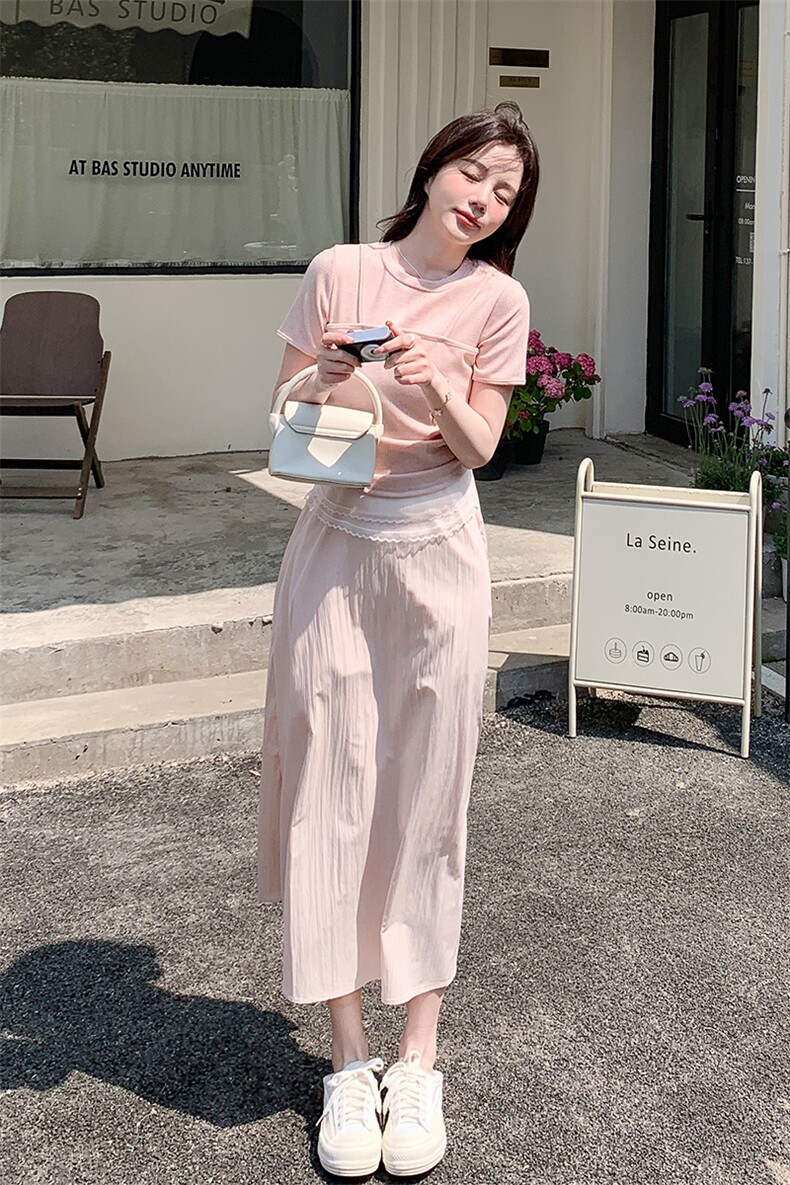 减龄漂亮洋气设计感假两件连衣裙女2025年夏季新款韩系修身长裙潮,女装连衣裙,2C212