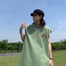 美式十字架印花水洗做旧夏无袖背心/马甲/坎肩XZ514-2-1309-P35，男装背心/马甲，星座514-2(原B239)