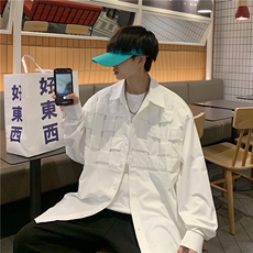 衬衫男长袖港风潮流2024个性秋季ins上衣宽松外套CY560-P38，男装衬衫，星座412-3