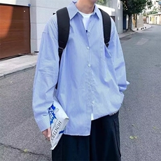 2026年春季款条纹长袖衬衫男女百搭衬衣外套潮C3007，男装衬衫，星座1108