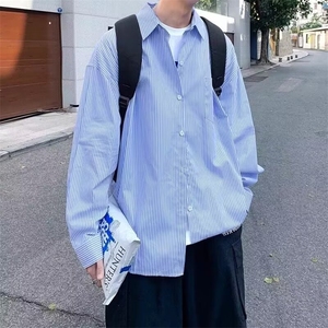 2026年春季款条纹长袖衬衫男女百搭衬衣外套潮 C3007图片