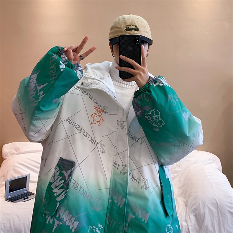 2025冬装港风渐变色棉衣男连帽棉服棉袄面包服外套3315-P90控138,男装棉衣,星座207
