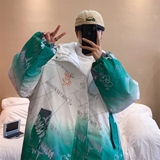2025冬装港风渐变色棉衣男连帽棉服棉袄面包服外套3315-P90控138，男装棉衣，星座207