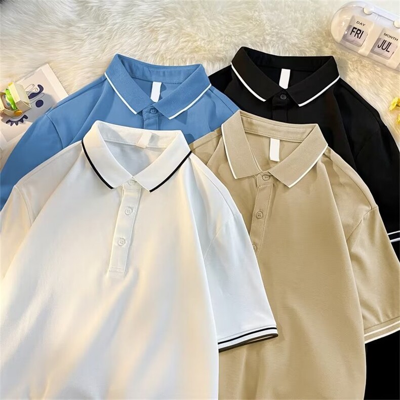 气质短袖POLO衫男士2023夏季新款百搭翻领衣服男生大码t恤GT75P22图片