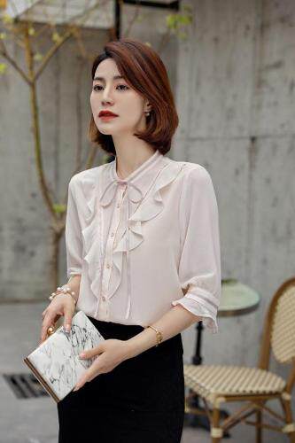 2021新款短袖真丝双皱，女装，初婇