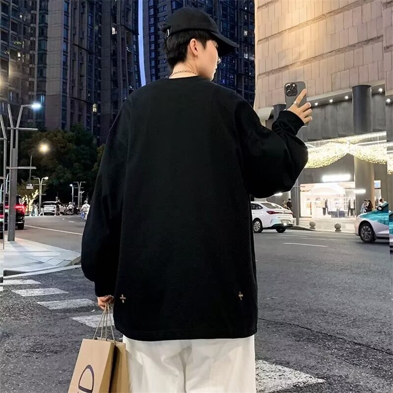新款潮牌情侣美式复古宽松圆领卫衣T恤男女春秋款,男装T恤,星座410-6（原星座1304-1）