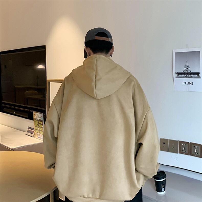WY851-P42原宿风鹿皮绒钢印字母薄款卫衣外套,男装卫衣,星座1501-1