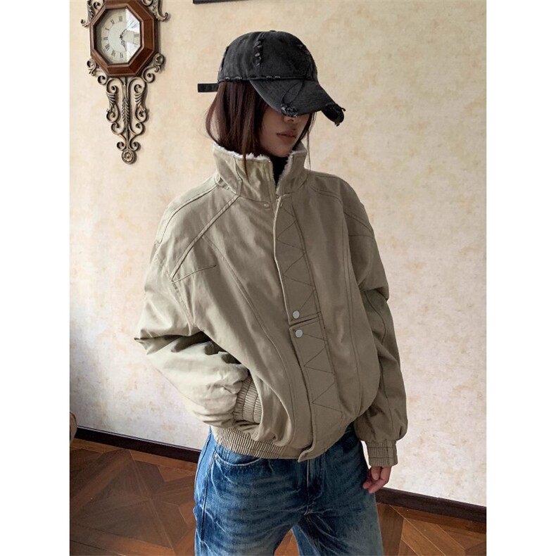 解构缉明线立领工装夹克加绒加厚棉服MY6060特P110,男装夹克,星座908-1