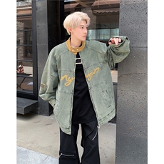 美式复古机车立领刺绣水洗牛仔夹克男女春秋上衣外套JK8635/P78，男装夹克，星座506