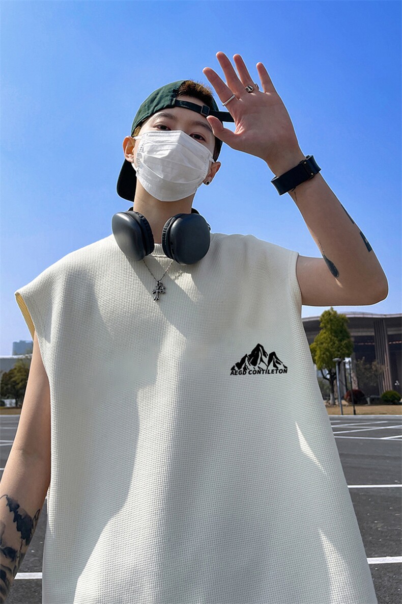 华夫格背心直播高品质重磅220克山印花HB7143-P25控38,男装背心/马甲,星座508（原C305）