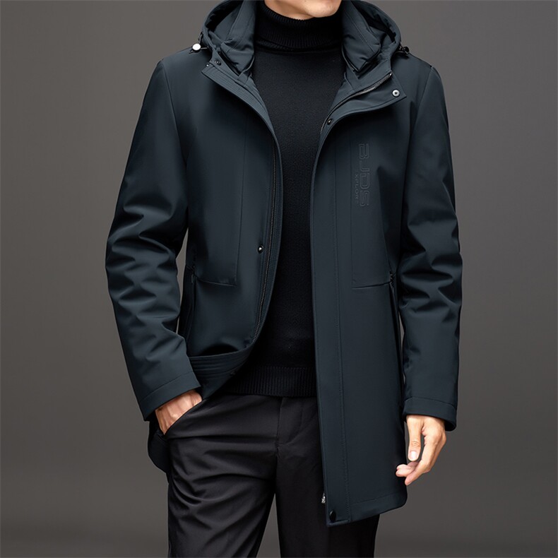 AL99022冬季男士派克服可脱卸兔毛内胆中长款风衣P560，男装皮衣，电商B360