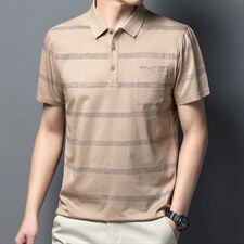2023夏季新款短袖T恤男薄款翻领POLO衫中年男士商务休闲条纹体恤，男装T恤，电商B212（原钱塘6029）