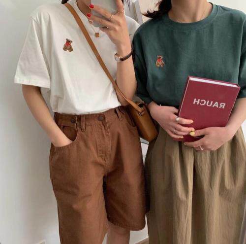 当下小熊t搭配ins风短裤，女装，roobora