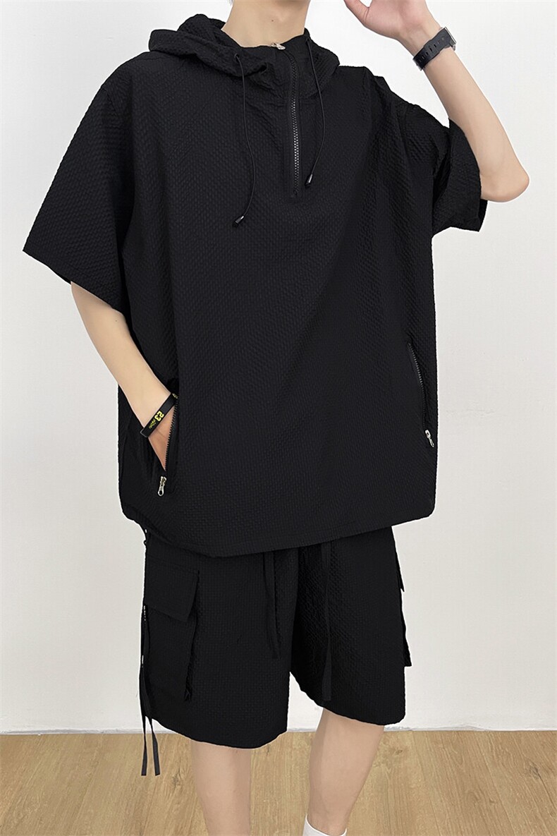 直播~泡泡纱短袖短裤休闲套装A468特P60控108,男装休闲套装,电商A309