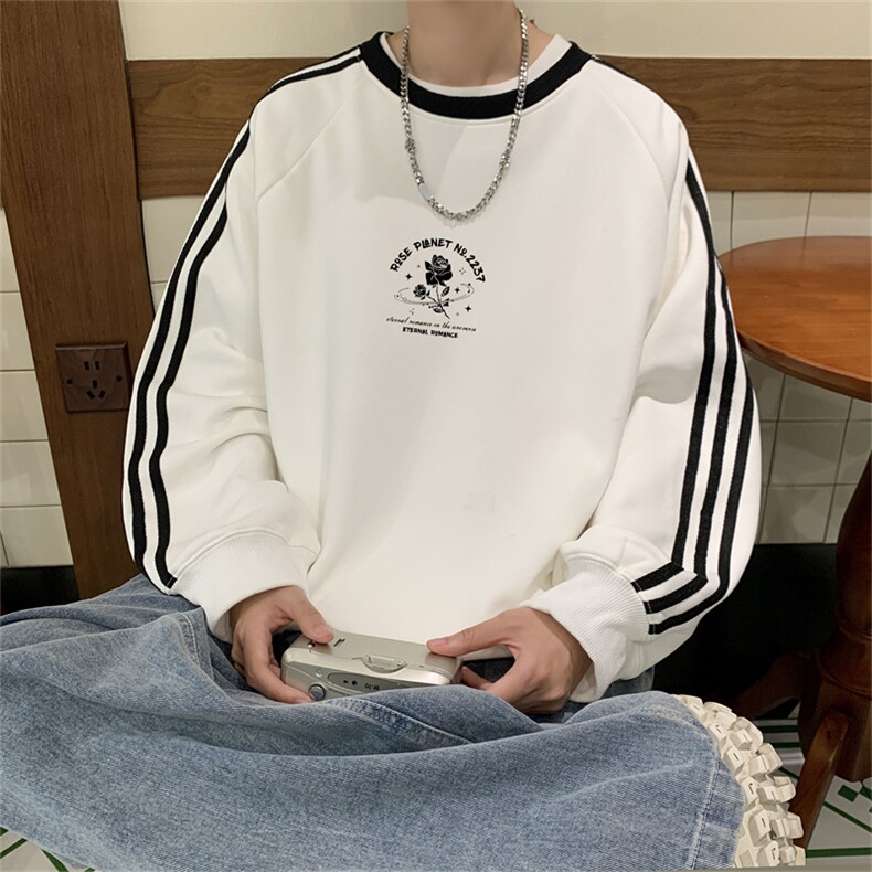 美式三杠条纹复圆领卫衣秋冬男女宽松长袖SW2456-P45控6850棉,男装卫衣,电商B370