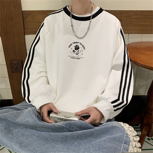 美式三杠条纹复圆领卫衣秋冬男女宽松长袖SW2456 -P45控68 50棉图片