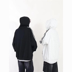 秋冬卫衣三条杠宽松垂坠感慵懒重磅连帽外套情侣上衣WY09P39，女装短外套，星座1013-5