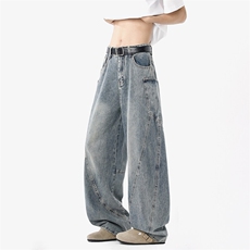 B258-K9950-P60控89抖音品质复古水洗牛仔裤78%棉22%聚酯纤维，男装牛仔裤，电商B258
