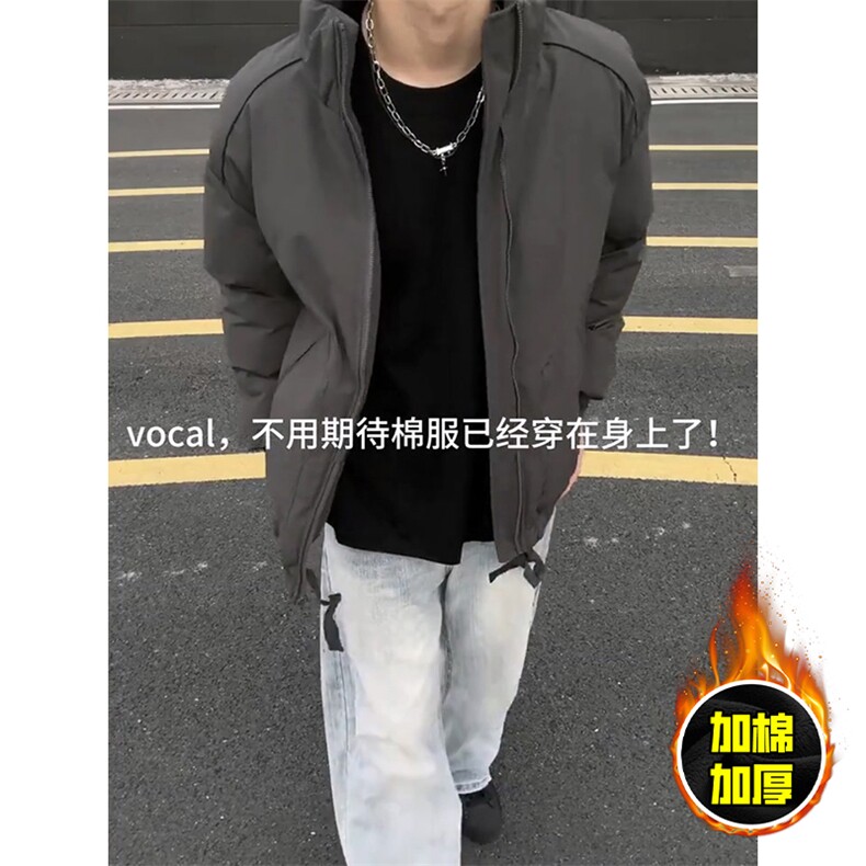 现货美式高街休闲棉衣夹克三防立领纯色户外工装加厚棉服外套,男装夹克,电商A486