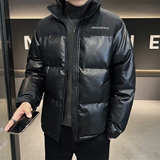 皮棉衣男立领冬季加厚棉服拼接棉袄潮流外套字母A266-P01-P80，男装棉衣，电商A266