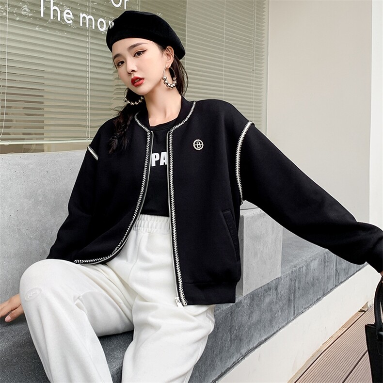 2024年春秋季棒球服外套女小个子新款韩系洋气小众独特别致上衣,女装短外套,美沁