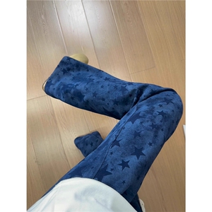 星星弯刀卫裤男女秋冬季美式阔腿裤子高个子加长休闲裤LCK166-P39图片