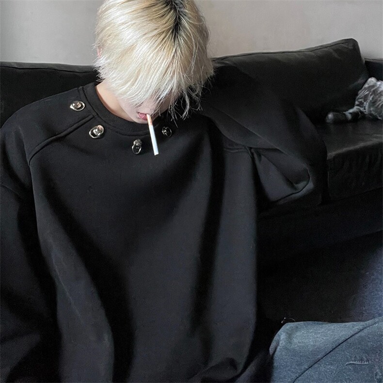 W12复古垫肩酒红色圆领卫衣男女铆钉设计感小众内搭长袖外套，女装短外套，星座308A-1（原309B-1）