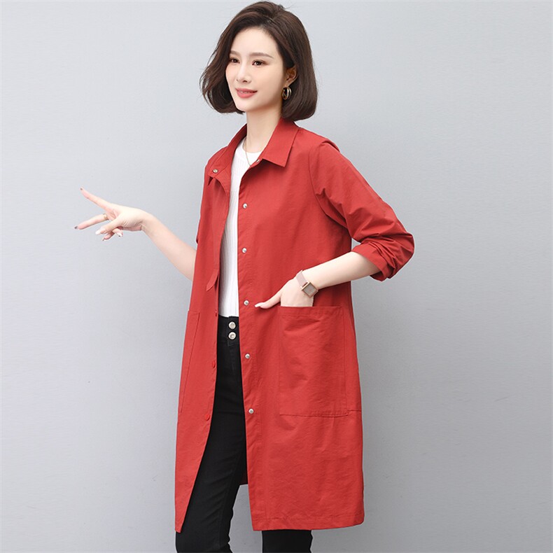 风云女中长款2023春装中年妈妈休闲洋气减龄薄款外套,女装风衣,雪樱依海