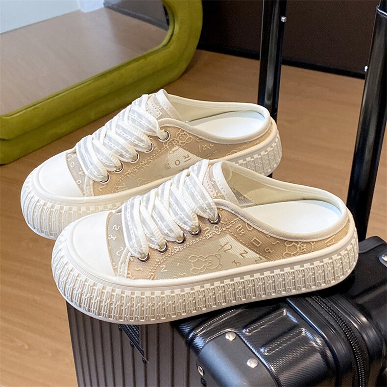 2024小白鞋子女夏新款韩版ins女学生休闲百搭半拖女鞋，女鞋拖鞋，星座1407-3