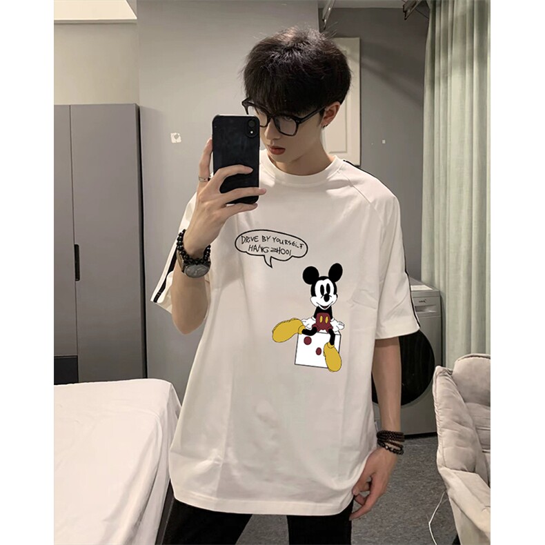 抖音得物高品质二开240克宽松纯棉美式潮牌三条杠织带短袖T恤，男装T恤，电商A486