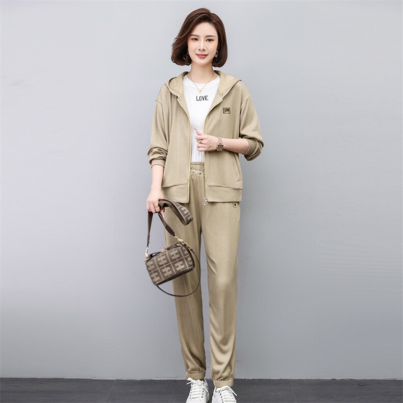2023春季新款时尚休闲气质个性减龄休闲连帽套装,女装套装/套裙,独衣靓