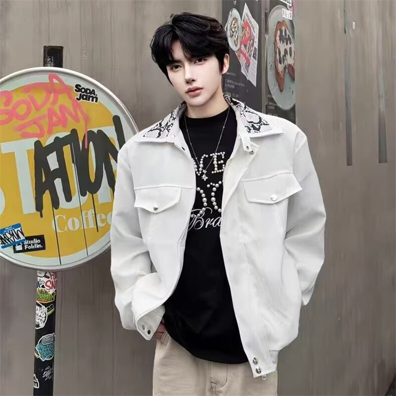 2025春秋痞帅外套男ins高街潮牌港风日系原宿风韩版潮流宽松夹克，男装夹克，星座506A