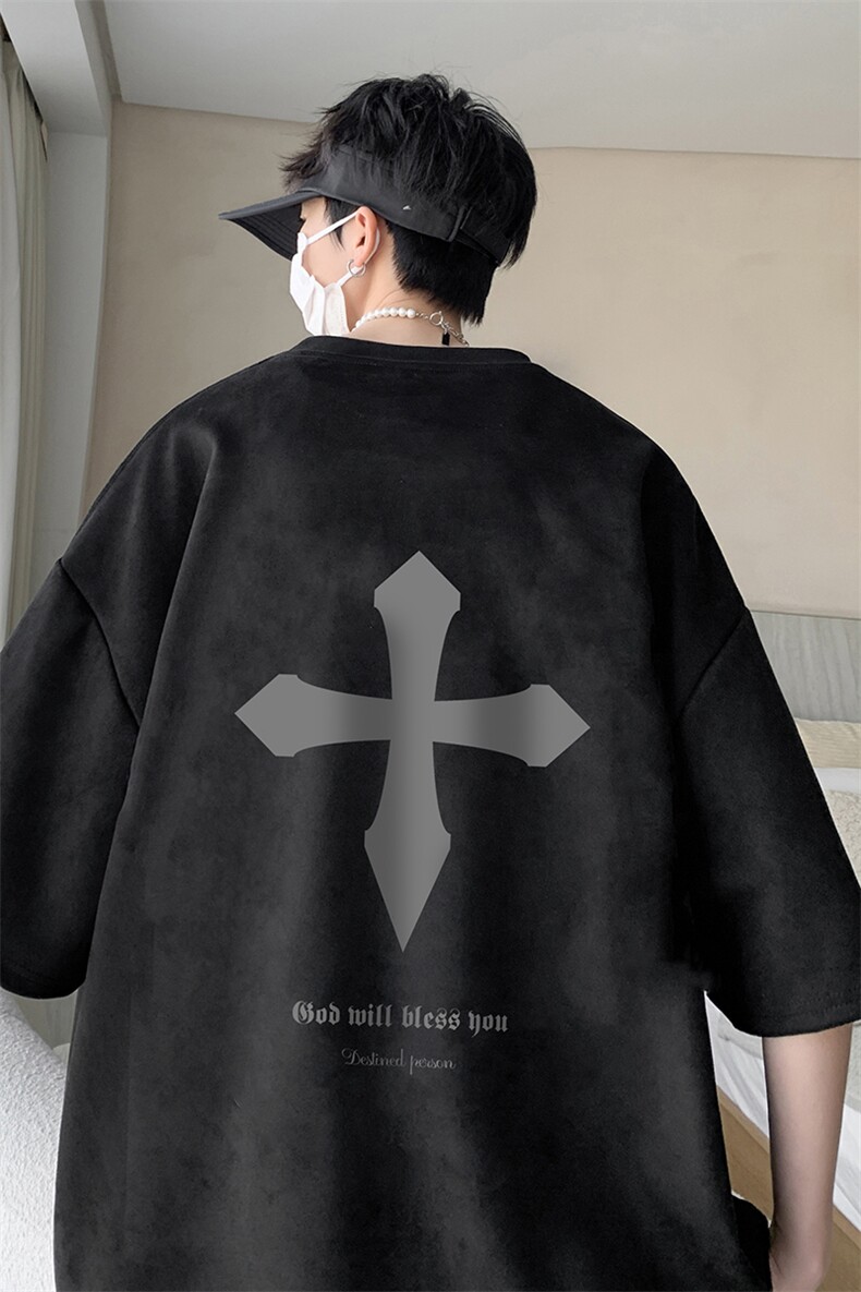 量大优可提供视频2024夏季麂皮绒短袖T恤D223A-LPT2422-P20,男装T恤,电商019-1