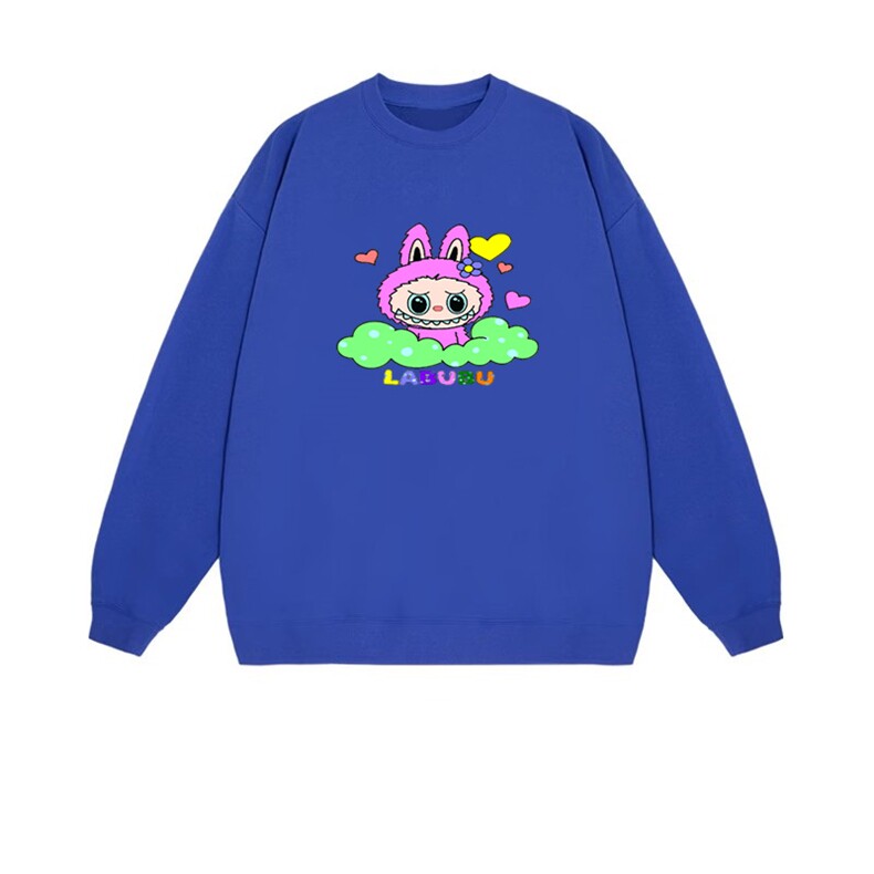 2025年秋季套头紫色拉布布时尚百搭通勤简约休闲，女装卫衣/绒衫，花可